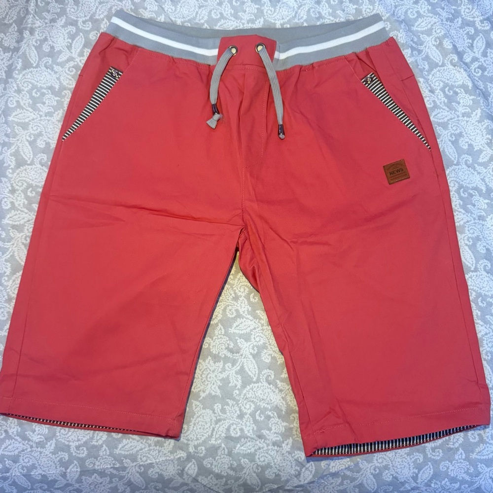 Coral Drawstring Casual Shorts